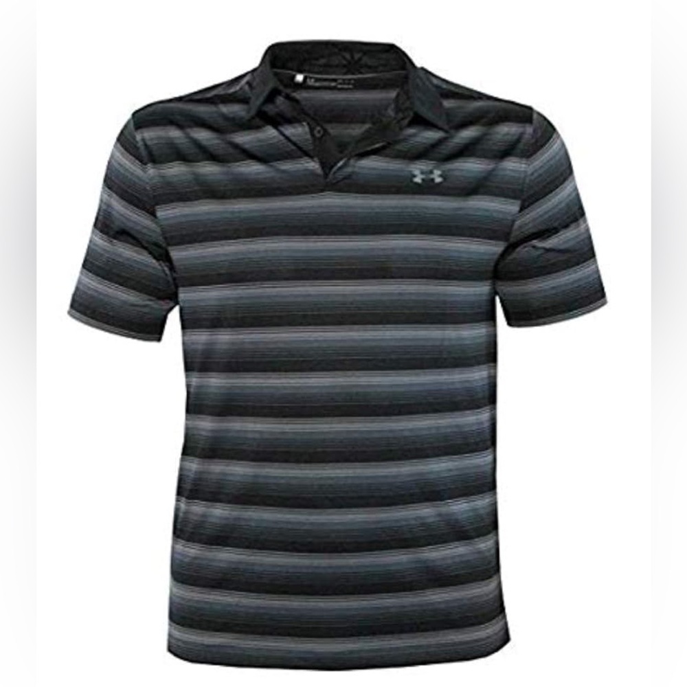 Under Armour Men's Performance Golf Polo CoolSwitch Shirt Striped Top Size Large